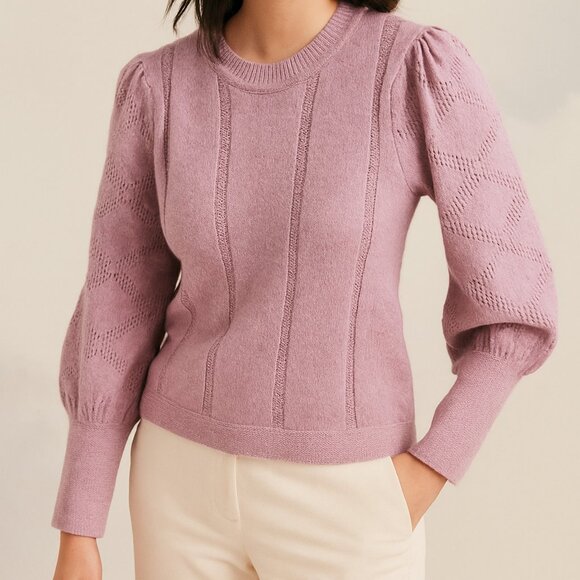 Marks & Spencer Sweaters - M&S | Size 14 XL Cool Pink Sweater | Textured Knit | Puff Sleeve | Soft